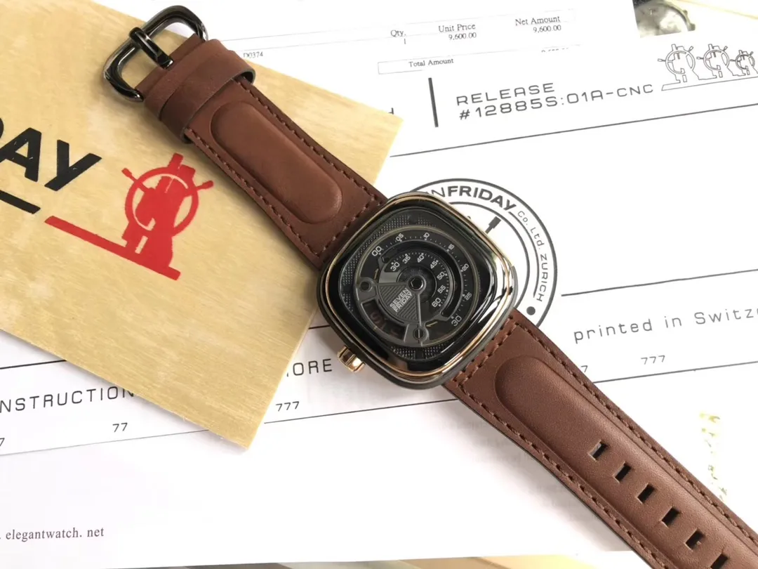 【Authentic Tmall】💰1640! Sevenfriday M2B/01-A727 imported 8215 mechanical movement, tempered blue light glass, imported calf belt, high-grade 316 stainless steel case (47mmx47mm), pay attention to the workmanship details (the whole series supports NFC sensing function) and comes with counter packaging